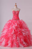 2024 Bicolor Ball Gown Quinceanera Dresses Sweetheart Pleated Bodice With Beads And P98QBEDD