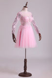 2024 Bateau Homecoming Dresses A Line With Embroidery & Beads Tulle P93XS99X