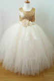 2024 Flower Girl Dresses A Line Scoop Tulle & Sequin PZCZPKG4