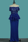 2024 Sheath Boat Neck Spandex Prom Dresses With Beads PNB6J9QB