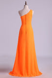 2024 One Shouder Column Evening Dresses Chiffon With Beads With PM69GJRL