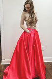 2024 Prom Dresses A-Line Halter Sweep Train PC75EAAM