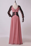 2024 V Neck Prom Dresses A Line Floor Length Chiffon PLKH8QJ3