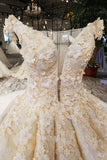 2024 Champagne Wedding Gown Off The Shoulder Satin And Lace P2PDH15G