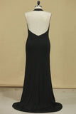 2024 New Arrival Black Halter Prom Dresses Mermaid With Beading Black P84QYZ1C