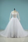 2024 New A Line Scoop Long Sleeves Wedding Dress Tulle P57YR3RA