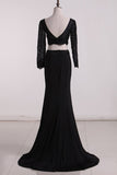 2024 New Arrival Bateau Prom Dress Mermaid Long Sleeves Lace Bodice With P3GY3D9X