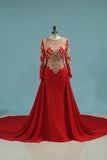 2024 Prom Dresses Mermaid Scoop Long Sleeves Spandex P6CN1N8S