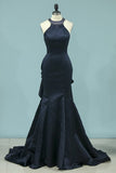 2024 Evening Dresses Sexy Open Back Mermaid Satin Scoop PR7CZYNY