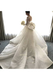 2024 Mermaid Long Sleeves Tulle Wedding Dresses With Applique Court P9DZ91BM