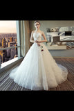 Ball Gown Tulle Wedding Dresses Strapless Appliques Beads PMBFK3T3