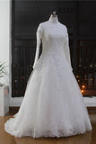 2024 High Neck Wedding Dresses A Line Tulle Muslim With PEJDAHJ4