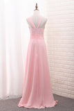 2024 Chiffon Bridesmaid Dresses Scoop A Line Floor Length With Ruffles PXP3N8YE