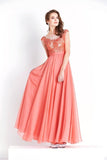 2024 Chiffon & Lace Scoop Prom Dresses A Line With Beading Floor PYN1FZ3Q