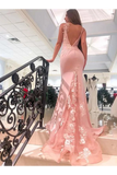 Mermaid V Neck Spaghetti Straps Long Prom Dresses Appliques Party Dress Chiffon And STKPFT7D7JQ