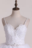 2024 Spaghetti Straps Wedding Dresses A-LINE With Applique PKR1K74Z