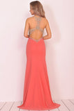 2024 Mermaid Scoop Chiffon Prom Dresses With Beads P9CELKSE