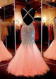 Beauty sweetheart neckline mermaid open back beading pageant formal dresses