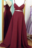 Charming V Neck Spaghetti Straps Floor Length Prom Dresses