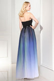 Elegant A Line Ombre Sweetheart Black Lace up Sleeveless Evening Prom Dresses