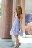 Knee Length Cap Sleeves A-Line Princess Short Lace Junior Homecoming Dress