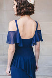 Sleeveless Chiffon Bridesmaid Dress with Ruffles, A Line Long Bridesmaid Dresses