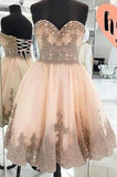 Cheap Homecoming Dress With Appliques Strapless Tulle Sweetheart Party Dresses