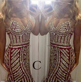 Luxurious Mermaid Spaghetti Straps V-Neck Sparkly Open Back Prom Dress Party Dress