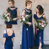 Sleeveless Chiffon Bridesmaid Dress with Ruffles, A Line Long Bridesmaid Dresses