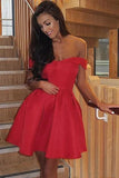 Simple Off the Shoulder Sweetheart Short Homecoming Dresses Burgundy Formal Dress