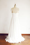 Cap Sleeve Floor Length Chiffon Beading Pleated Wedding Dresses