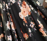 Chic A-Line Scoop Satin Black Lace up Sleeveless Long Flowers Prom Dresses