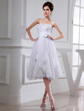 A-Line/Princess Beading Sleeveless Short Organza Taffeta Applique Wedding Dresses TPP0006956