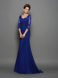 Trumpet/Mermaid Sweetheart Ruched 3/4 Sleeves Long Chiffon Mother of the Bride Dresses TPP0007143