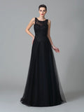 A-Line/Princess Straps Beading Sleeveless Long Net Mother of the Bride Dresses TPP0007280