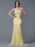 Trumpet/Mermaid Strapless Sleeveless Beading Long Chiffon Dresses TPP0003169