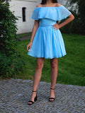 A-Line/Princess Sleeveless Chiffon Off-the-Shoulder Ruffles Short/Mini Homecoming Dresses TPP0004659