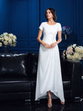 A-Line/Princess Scoop Short Sleeves High Low Chiffon Mother of the Bride Dresses TPP0007119