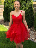 A-Line/Princess Spaghetti Straps Ruffles Sleeveless Tulle Short/Mini Homecoming Dresses TPP0004606