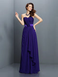 A-Line/Princess Sweetheart Pleats Sleeveless Long Chiffon Bridesmaid Dresses TPP0005796