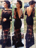 Trumpet/Mermaid Bateau Long Sleeves Applique Sweep/Brush Train Lace Dresses TPP0001954