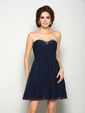 A-Line/Princess Sweetheart Beading Sleeveless Short Chiffon Homecoming Dresses TPP0008591