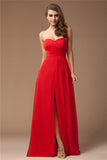 Sheath/Column Sweetheart Sleeveless Long Ruffles Chiffon Bridesmaid Dresses TPP0005183