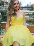 A-Line/Princess Sweetheart Sleeveless Chiffon Ruched Short/Mini Homecoming Dresses TPP0004735