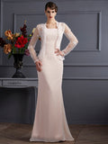 Sheath/Column Square Sleeveless Long Chiffon Mother of the Bride Dresses TPP0007276