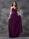 A-line/Princess Sweetheart Ruched Sleeveless Long Chiffon Bridesmaid Dresses TPP0005563