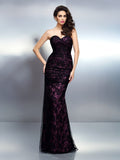 Trumpet/Mermaid Sweetheart Lace Sleeveless Long Elastic Woven Satin Dresses TPP0009194