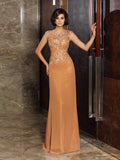 Sheath/Column Scoop Beading Sleeveless Long Chiffon Mother of the Bride Dresses TPP0007057