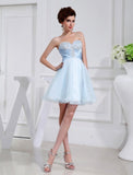 A-Line/Princess Beading Sweetheart Sleeveless Applique Elastic Woven Satin Organza Bridesmaid Dresses TPP0005651