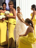 Trumpet/Mermaid Sweetheart Sleeveless Floor-Length Satin Bridesmaid Dresses TPP0005460